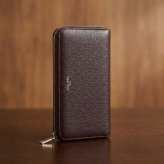 モンテスピガ　monte SPIGA　ラウンドファスナー長財布　MOSMSP103DBR　濃茶　ダークブラウン　シュリンクレザー　牛革　ラウンドジップ ロングウォレット