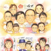 金婚式のプレゼントに、お祝いの場を明るくする似顔絵です。ラッピング対応で、贈り物として渡しやすい似顔絵です。 金婚式 ギフト 似顔絵 贈り物 手描き 名入れ プレゼント 金婚式 結婚記念日 銀婚式 大人数 家族 おばあちゃん 祖母 夫婦 おじいちゃん 下書き確認 名入れ 修正無料 実績多数 宝物 親孝行 サプライズ 親孝行 感謝 結婚記念日 長寿 50周年 同窓会 喜ばれる 引っ越し 結婚祝い