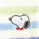スヌーピー ミニタオル マルチボーダー ブルー リボン ハンカチ SNOOPY