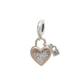 パンドラ PANDORA Heart Padlock Double Dangle Charm ブレスレットチャームダングルチャームレディース 780087c01 シルバー ローズゴールド