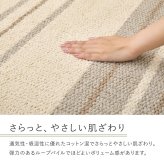 ラグ カーペット 薄手 約185×240cm〔約3帖相当〕 マット 敷物 長方形 大きい 大きめ 日本製 抗菌 防ダニ 軽量 軽い 折りたたみ ホット 対応 床暖房対応 オールシーズン 裏面不織布 おしゃれ ストライプ柄 ナチュラル シンプル