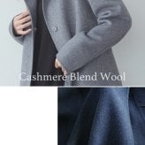 カシミヤ ブレンド ウール ロング コート ダブルフェイス フォックス ファー付き 110cm 比翼 一枚仕立て アウター フード付き ネイビー/ライトグレー/ブラック/9号/11号/13号 Filomo (02000227r)