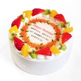 アレルギー対応 卵不使用 誕生花ケーキ メッセージ入りフルーツ三種生クリーム 6号 バースデーケーキ 誕生日ケーキ 7～10名様用 卵アレルギー 花束 感謝状 サプライズ 冷凍