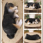 柴犬　置物 リアル　黒柴　お昼寝中　いぬ　動物オブジェ　ガーデン　オーナメント　店舗　カウンター　装飾　オブジェ　インテリア　玄関先　庭　犬好きさん人気ギフト　動物人気ギフト　クリスマスプレゼント　お誕生日祝い　母の日人気　父の日人気　敬老の日人気