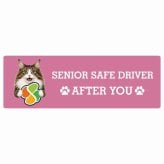 カーサイン 高齢者マーク SENIOR SAFE DRIVER ノルウェージャンフォレストキャット ステッカー シール 長方形 15x5cm 肉球 日本製 車