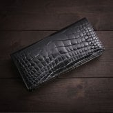 スモールクロコダイル ポロサス シャイニング 長財布 束入れ ブラック 無双 センター取り 一枚革 本革 クロコダイル財布 メンズ レディース 高級 鰐革 4FA (06002007r)