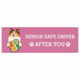 カーサイン 高齢者マーク SENIOR SAFE DRIVER ラフコリー ステッカー シール 長方形 20x6.7cm 肉球 日本製 車