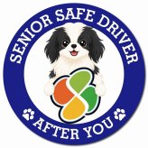 カーサイン 高齢者マーク SENIOR SAFE DRIVER 狆 マグネット 強力 直径13cm 肉球 日本製 車 ステッカー