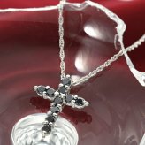 ネックレス K18 ブラックダイヤモンド 0.3ct クロス ペンダント 18金 ゴールド メンズ レディース 十字架 天然石 ジュエリー アクセサリー ギフト プレゼント