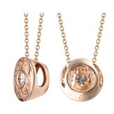 ハワイアンジュエリー ダイヤモンド ピンクゴールド ネックレス ラウンド 14K K14ピンクゴールド 一粒ダイヤモンド 鑑定書付 K10 10Kあずきチェーン太0.7mm ギフトラッピング可能 彼女 妻 女性 レディース プレゼント ハロウィン 【品番：CG-GP104R】