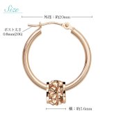 ハワイアンジュエリー フープピアス ピアス ピンクゴールド ピアス 外径20mm クロッシングピアス プルメリア 透かし バレル 樽 大ぶり ゴールド 揺れる 片耳(1個)購入可 K14ピンクゴールド 20G ゲージ BY THE SEA バイザシー プレゼント ハロウィン 【品番：GE231R】