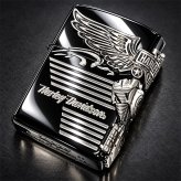ZIPPO ハーレーダビッドソン ジッポ ライター イオンブラック＆ニッケルサテン 3面メタル 国内限定モデル 両面加工 黒銀 かっこいい おしゃれ メンズ ギフト プレゼント