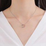 【送料無料】 ペアネックレス 2本セット ステンレス ダブルリング ツイスト ひねり サークル ハート ピンク＆ブルー サージカルステンレス316L アレルギーフリー アクセサリー ジュエリー プレゼント ギフト 記念日 white clover ホワイトクローバー 即日発送
