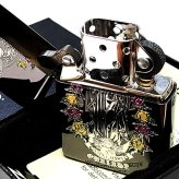 ZIPPO マリア＆ローズ ブラックニッケル パープル イエロー ジッポ ライター 黒 エッチング彫刻 薔薇 おしゃれ Ave Maria 紫 黄 ギフト プレゼント メンズ レディース
