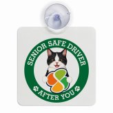 カーサイン 高齢者マーク SENIOR SAFE DRIVER 黒白（ハチワレ） 車内用 吸盤タイプ 収れん火災防止タイプ 肉球 日本製 車 ステッカー