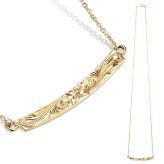 ゴールド ネックレス ハワイアンジュエリー ネックレス イエローゴールド ネックレス 刻印 無料 誕生石入れ可 ウェーブバー カーブ 14K K14イエローゴールド 14k k14カットあずきチェーン太0.9mm ギフトラッピング可能 プレゼント ハロウィン 【品番：CG-GP124】