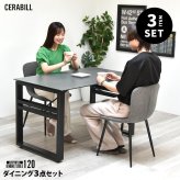 CERABILL 収納付きダイニングテーブル 幅120&フェムトチェア 3点セット CESE0371 ダイニングセット テーブル・椅子２脚セット セット商品 シンプルスタイル モダン 角型 ガラス セラミック 新生活