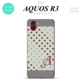 SH-04L SHV44 R3 AQUOS R3 スマホケース カバー ドット 水玉 C グレー 青 +アルファベット nk-r3-1650i