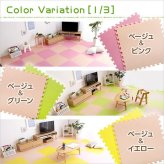 サイドパーツ付きジョイントマット 大判60cm 防音、保温 Nobile-ノービレ- JMT-32--BEMC ベージュ＆モカ 32枚セット ホームテイスト インテリア 収納 カーペット マット 畳 タイルカーペット