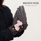 手袋 レディース かわいい おしゃれ 暖かい 冬 中綿 防寒 あったか スマホ対応 パール 花 ファー ブラック プレゼント【LALUICE ラルイス】