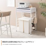 食器棚 ゴミ箱収納付き レンジ台 ゴミ箱上ラック 電子レンジラック キッチン収納 レンジボード 引き出し スライドトレー スライドテーブル カウンター コンセント付き 2口 ゴミ箱収納 スチールラック オーブントースター：