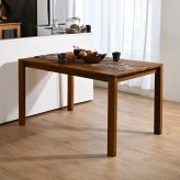ダイニングテーブル 単品 130cm幅 木製 4人用 チーク無垢材 角型 コンパクト コーヒーテーブル 机 インテリア おしゃれ ナチュラル 天然木 北欧 カフェ 食卓 モダン 新生活