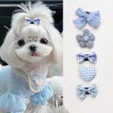 犬用 ヘアクリップ 5個セット 小型犬 リボン フラワー ハート ペット ヘアピン ヘアアクセサリー かわいい 髪飾り マルチーズ ヨークシャーテリア シュナウザー 撮影 お出かけ