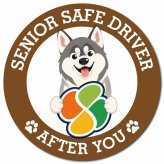 カーサイン 高齢者マーク SENIOR SAFE DRIVER シベリアンハスキー マグネット 強力 直径13cm 肉球 日本製 車 ステッカー