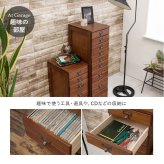 チェスト 9段チェスト A4収納可 幅28×高さ99cm 書類 整理 収納力 木目調 引き出し 天然木 リビング収納 マルチ収納 文房具 工具類 事務 オフィス キッチン ネームプレート ブラウン ホワイト アンティック風 新生活