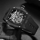 【正規品】MINBER ミンバー Star Skeleton JC9108-02 メンズ腕時計 日本製ムーヴメント 自動巻き 3気圧防水  ブラック  ラバーベルト