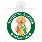 カーサイン 高齢者マーク SENIOR SAFE DRIVER ラブラドゥードル 車内用 吸盤タイプ 収れん火災防止タイプ 肉球 日本製 車 ステッカー