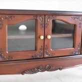 テレビ台 テレビボード 幅135cm アンティーク おしゃれ ローボード 完成品 木製 引き出し 脚付き 収納家具 天然木 彫刻 PALMAアンティークブラウン マホガニーのTVボード135 ヨ 新生活