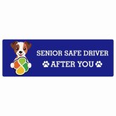 カーサイン 高齢者マーク SENIOR SAFE DRIVER ジャックラッセルテリア ステッカー シール 長方形 15x5cm 肉球 日本製 車
