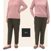 【日本製】両面起毛 ふんわり楽らくパンツ 股下55cm S～5L シニアファッション レディース 70代 80代 60代 秋冬 暖か パンツ ウエストゴム  BBワッフルゴム 柔らか 裏起毛 センタープレス 丈直し不要 小柄 深ばき 前かがみ 【9622】