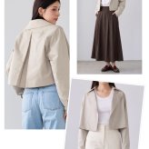 4WAY トレンチコート ロングベスト ショートジャケット 2点セット レディース HALEINE アレンヌ トレンチ コート ジャケット ベスト ストレッチ きれいめ 羽織り 通勤 秋 アウター ライトアウター レイヤード トレンチベスト 6F (08000372r)