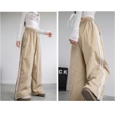 トラックパンツ レディース 通販 サイドライントラックパンツ ラインパンツ サイドラインパンツ ワイドパンツ シャカシャカパンツ ダンスパンツ 長ズボン レディースパンツ ボトムス 部屋着 ウエストゴム スポーツ ランニング カジュアル おしゃれ かわいい