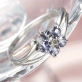 タンザナイト リング K10WG ホワイトゴールド 指輪 フラワーモチーフ 花 12月 誕生石 7号 レディース アクセサリー ジュエリー プレゼント ギフト