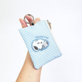 スヌーピー パスポーチ ブルー パスケース 定期入れ サガラワッペンチェック SNOOPY