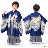 七五三 着物 男の子 5歳 袴 PO-120 購入 販売 鷹兜松 鷹 兜 男児 753 羽織袴 羽織 袴セット 男の子袴 セット 和装 レトロ 龍 子供 五歳 5才 お正月 ボーイズ