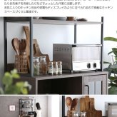 レンジ台 キッチン収納 キッチンラック オープンタイプ 台所ラック 台所収納 キッチン棚 炊飯置き トースター置き 収納ラック扉付き収納 オープン棚 引き出し オープンスペース おしゃれ 北欧 インダストリアル ブラック：