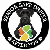 カーサイン 高齢者マーク SENIOR SAFE DRIVER ジャイアントシュナウザー マグネット 強力 直径13cm 肉球 日本製 車 ステッカー