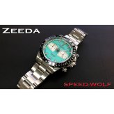 ジーダ ZEEDA スピードウルフ SPEED-WOLF SUPER MINTBLUE 腕時計 メンズ メカニカルクォーツ クロノグラフ SPW-MBL