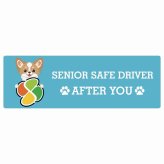 カーサイン 高齢者マーク SENIOR SAFE DRIVER チワズー ステッカー シール 長方形 15x5cm 肉球 日本製 車