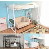 ベッド 寝具 宮付きロフト シングル ハイタイプ ミドルタイプ パイプ ベット おしゃれ 1人暮らし こども部屋 高さ変更 棚 コンセント付き 下収納 ワンルーム