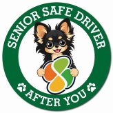 カーサイン 高齢者マーク SENIOR SAFE DRIVER ロングコートチワワ マグネット 強力 直径13cm 肉球 日本製 車 ステッカー