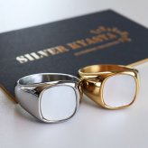 ステンレス 印台リング ごつめ シグネットリング 貝殻 ゴールド シルバー 指輪 重厚感 太め 大きめ 存在感 メタル お洒落 スクエア シェル スタンプ プチプラ レディース 女性 金属アレルギー対応