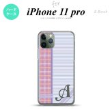 iPhone11Pro iPhone11 Pro スマホケース ハードケース チェック ボーダー 紫 +アルファベット メンズ レディース nk-i11p-1601i
