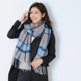 カシミヤ 100% ストール レディース 【名入れ刺繍可能】チェック柄 カシミヤ100% マフラー ストール【200cm×60cm】大判 厚手 ブリットチェック 柄 カシミヤマフラー 秋 冬 誕生日 母 ギフト プレゼント 7F (02000191r)