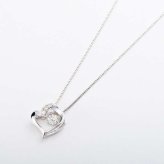 ダイヤモンド ネックレス 一粒 K18 ホワイトゴールド 0.1ct ダンシングストーン ハート ペンダント 天然ダイヤ 揺れる 宝石 鑑別書付 アクセサリー レディース