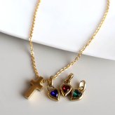 ステンレス 誕生石 クロス ネックレス ハート ゴールド 12タイプ レディース 小豆チェーン ペンダント 十字架 カラーストーン モチーフ アクセサリー 大人可愛い 上品 きれいめ カジュアル 重ね付け 金属アレルギー対応